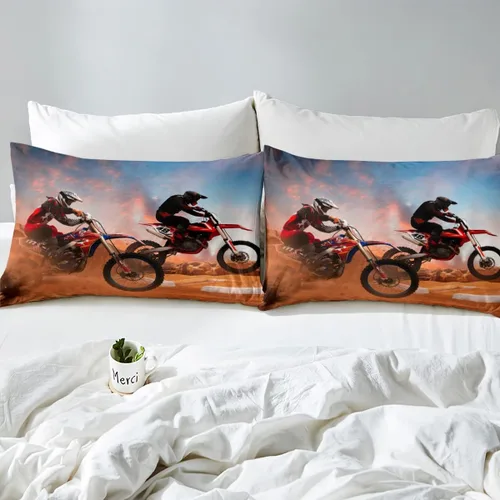 Miniatura 7 de Juego de edredón de bicicleta de tierra Feelyou para motocross, juego de ropa de cama para piloto de motocross, edredón deportivo extremo, edredón