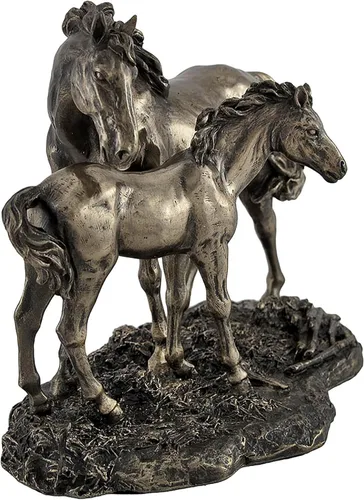 Miniatura 3 de Veronese Design Majestic Mare and Foal Wild Horses - Estatua con acabado de bronce, detalle exquisito, resina fundida en frío, 7 pulgadas de largo