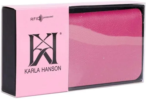 Miniatura 5 de Karla Hanson Tarjetero de cuero con bloqueo RFID Rosa encendido