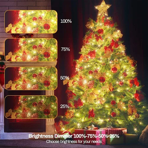 Miniatura 6 de Guirnalda de luces de Navidad para interiores y exteriores, luces para árbol de Navidad, con certificación UL, función de memoria con enchufe