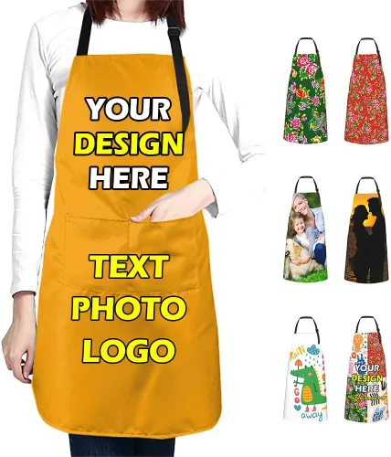 Miniatura 14 de Delantales impermeables personalizados para diseñar tu propia imagen, logotipo, texto, añadir fotos, delantal para cocinar hornear, 33 x 27.5
