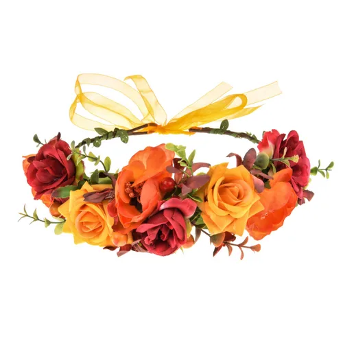Miniatura 14 de Vividsun Corona floral de hoja verde para boda, corona de flores nupciales, accesorios de maternidad para fotos (A blanco)