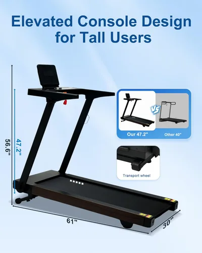 Miniatura 8 de Auto Incline BORGUSI Treadmill, Heavy Duty Treadmill for Home, Wide Belt