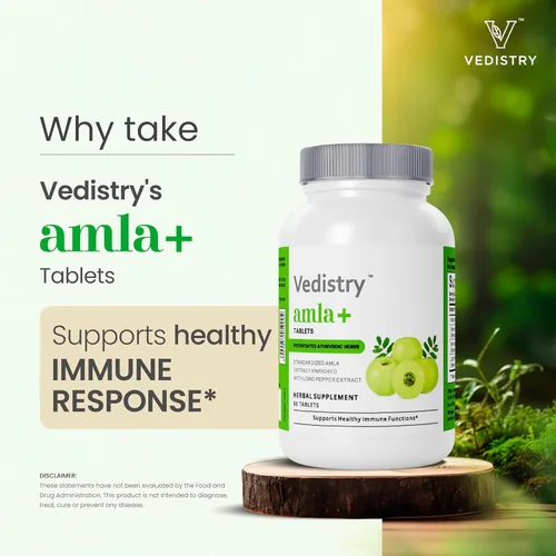 Miniatura 3 de Vedistry Amla Supplement - Tableta de grosella espinosa india de 1100 mg con pimienta larga para inmunidad y energía, suplemento de hierbas rico
