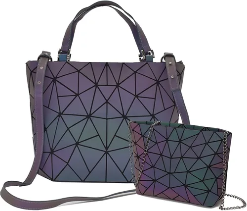 ESOVIO Bolso de mano holográfico geométrico con bolso cruzado para mujer bolso iridiscente reflectante Bolso de mano holográfico geométrico con