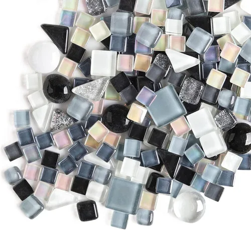 Miniatura 10 de Azulejos de mosaico de cristal irregulares de 1.1 libras, calcomanía de color de partícula pequeña, azulejos de vidrio de cristal, pasatiempos