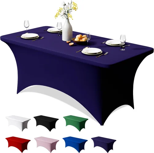 Miniatura 19 de Trlyc Paquete de 1 mantel rectangular de elastano de 4 pies – 48 x 30 pulgadas, resistente a las arrugas, para bodas, fiestas, banquetes, picnic
