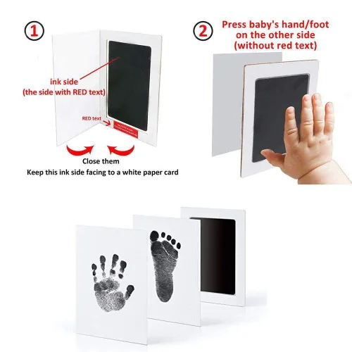 Miniatura 3 de Paquete de 2 almohadillas de tinta grandes sin tinta para manos y huellas, almohadilla de tinta Clean Touch para bebé y mascota