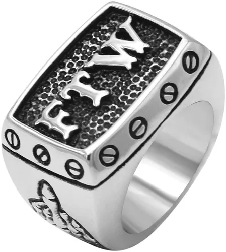 enhong Anillos de acero inoxidable 316L para hombre, Outlaw Punk FTW, plata para motociclista, joyería de motocicleta US 7, 8, 9, 10, 11, 12, 13,