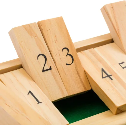 Miniatura 5 de Regal Games - Juego de mesa «Shut the box», juego matemático divertido con tablero de madera para adultos y niños - Juego de dados de 12 casillas