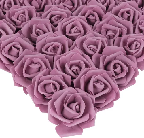 Miniatura 28 de IPOPU 100 unidades de rosas artificiales de aspecto real, rosas falsas de color rosa bebé, rosas de espuma rubor para centros de mesa de boda, Rosa