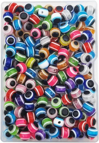 Miniatura 9 de INSPIRELLE 300 cuentas redondas de resina turca de ojo turco de 0.236 pulgadas de color mixto para joyería, pulseras y manualidades