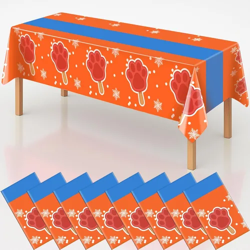 Miniatura 12 de 4 manteles de decoración de fiesta de cumpleaños 2 en 1 con estampado de patas, 54 x 108 pulgadas, mantel de pata de pata, mantel rectangular
