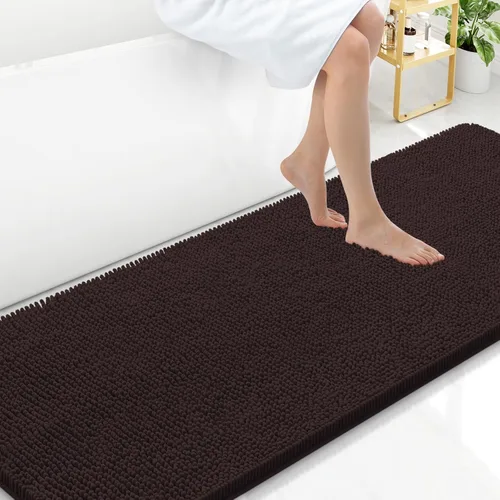 Miniatura 186 de Arotive Alfombras de baño de felpilla extrasuaves y absorbentes, de 24 x 16 pulgadas, lavables a máquina, parte trasera de goma antideslizante