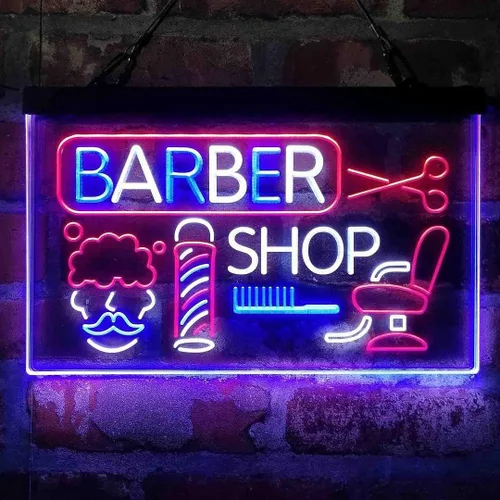 Miniatura 13 de ADVPRO Barbería barra de corte de pelo salón tricolor LED neón signo verde y rojo y amarillo 13 x 8.7 pulgadas st9s32-i2044-gry