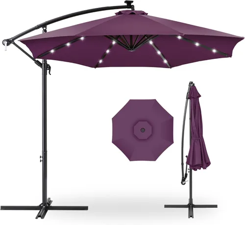 Miniatura 40 de Best Choice Products - Paraguas solar LED de 10 pies para colgar en el mercado o patio Gris