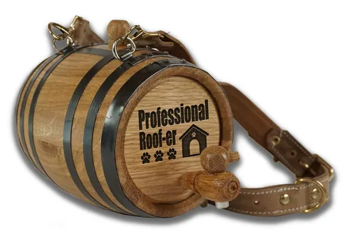 Miniatura 19 de St Bernard - Collar de barril de whisky para perro, 'M.U.T.T.' - Dispensador de barril de roble de 1/2 litro para perros San Bernardo con correa