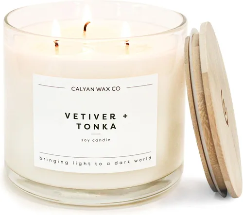 Miniatura 22 de Calyan Wax Co. Vela perfumada de cedro y tabaco de 3 mechas - 43 horas de combustión - Velas de soja de 3 mechas de lujo - Velas de cera de soja