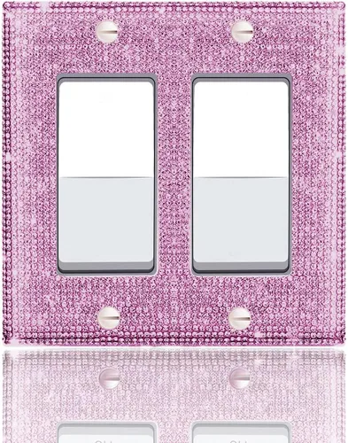 Miniatura 9 de 1 funda para interruptor de luz brillante – Cubierta de placa de interruptor con purpurina dorada con diamantes de imitación 2.2 lbs-2-Oro