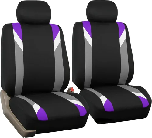 FH Group - Fundas de tela para asientos delanteros bajos de auto con reposacabezas extraíble, ajuste universal, compatible con bolsa de aire para