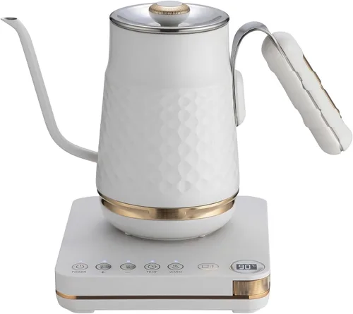 Miniatura 8 de Hervidor eléctrico de cuello de cisne, 34 onzas, 1 litro, para café y té, tapa interior de acero inoxidable de 1000 W, caldera de agua caliente