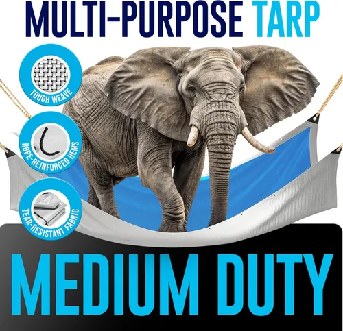 Miniatura 7 de Lona de plástico impermeable de 12 x 20 pies con ojales cada 18 pulgadas – 5 mil – Cubierta multiusos impermeable para lluvia, exteriores, jardín