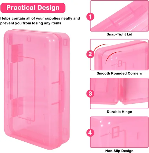 Miniatura 4 de Caja de lápices de plástico de colores, estuche de lápices de gran capacidad, cajas de lápices para niños y adultos, caja de almacenamiento de Rosa