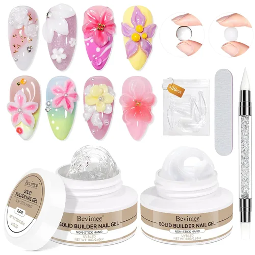 Miniatura 16 de Gel para esculpir 3D transparente para arte de uñas, 0.46 onzas de gel sólido para uñas, gel duro no pegajoso, moldeo a mano, tallado para esculpir