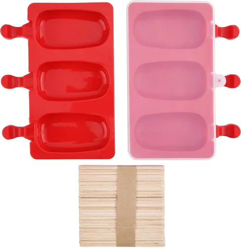 Moldes de silicona para paletas de 3 cavidades con tapa, sin BPA, molde de barra de helado casero, moldes para paletas de hielo, moldes de silicona