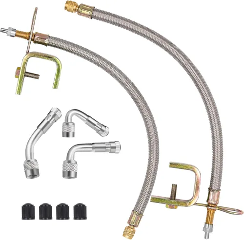 2 Piezas Extensor de Vástago de Válvula de Acero Inoxidable Extensor de Neumático Trenzado Extensor de Vástago de Válvula 3 Piezas 45 90 135 Grado