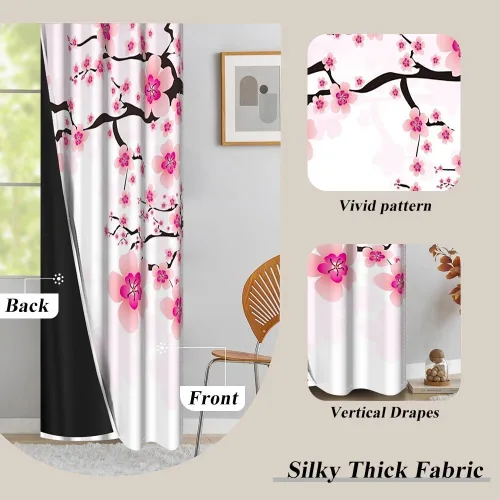 Miniatura 128 de Cortinas japonesas con pintura de tinta, monte Fuji, sol rojo, puesta de sol, hojas de bambú, cortinas de ventana para dormitorio, sala de estar