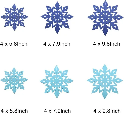 Miniatura 2 de Juego de 24 decoraciones colgantes de copo de nieve de Navidad de invierno, juego 3D, adornos brillantes para árbol, vacaciones, Año Nuevo, fiesta