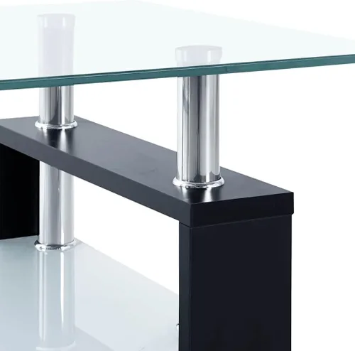 Miniatura 8 de Mesas de Centro para sala Juego de mesa de comedor negro y transparente de 37.4 x 21.7 x 15.7 pulgadas, vidrio templado, adecuado para dormitorios