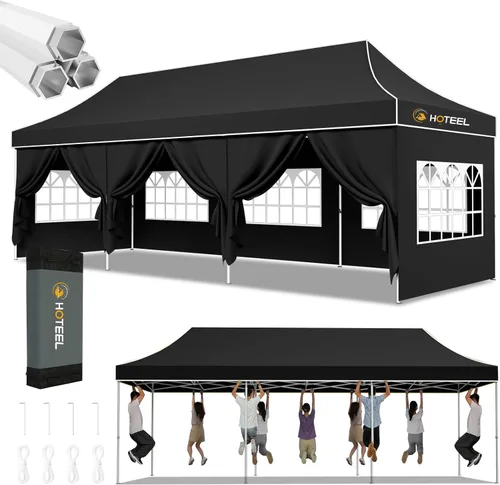 Miniatura 18 de Hoteel 10x15 Pop Up Canopy Tent Heavy Duty with 4 Sidewalls, Waterproof Party Tent, Easy Set-up Commercial Instant Tents with Roller Bag & Sandbags