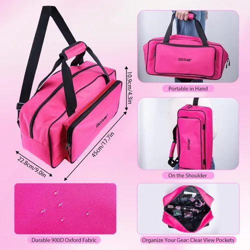Miniatura 4 de Goture Combo de caña de pescar y carrete rosa - Carrete giratorio ML Action con bolsa rosa - Kit de caña telescópica para principiantes, viajes