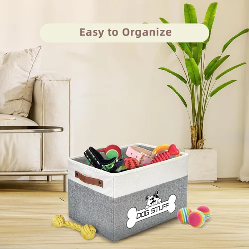Miniatura 6 de Caja de juguetes plegable para perros, almacenamiento de tela para mascotas, organizador plegable para decoración del hogar con asa, cesta de Café