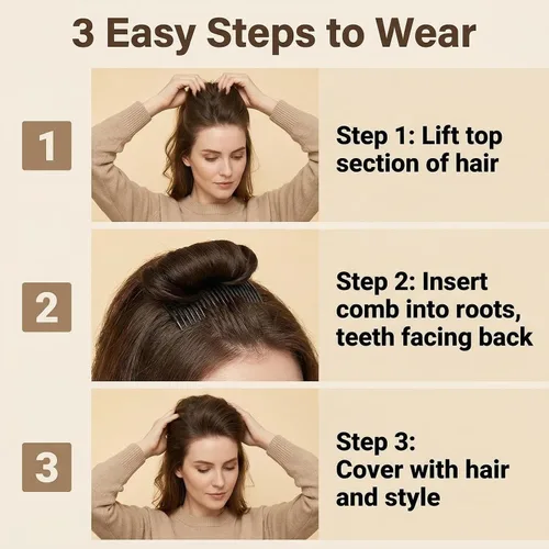 Miniatura 5 de 1 pinza invisible para el cabello postizo, base para el cabello, volumen esponjoso, aumento de volumen, accesorios de peinado para mujeres y niñas