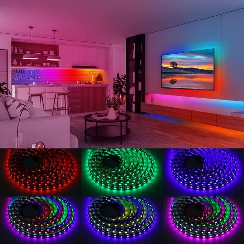 Miniatura 5 de SEZO WS2812B ECO Tira de luz LED 16.4 pies/5M 60 píxeles/m 300 píxeles, direccionable individual, programable, 5050SMD, RGB digital, aleación