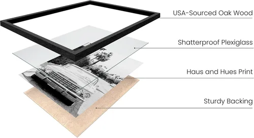 Miniatura 2 de HAUS AND HUES Póster vintage de auto clásico en blanco y negro – Arte de pared de auto retro para garaje, oficina o sala de estar