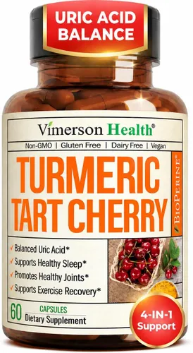 Cápsulas de extracto de cereza ácida y curcumina de cúrcuma, 95 % de curcuminoides antioxidantes, BioPerine de pimienta negra y extracto de apio,