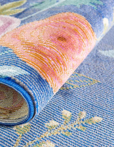 Miniatura 6 de Unique Loom Blossom Collection - Alfombra Ashley (2' 7" x 12' 2", alfombra de pasillo, azul/oliva)