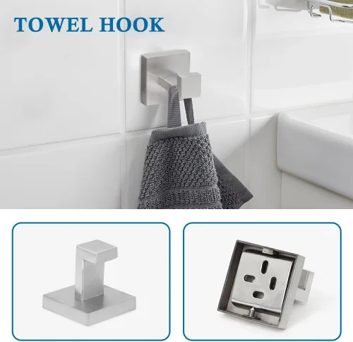 Miniatura 2 de Juego de accesorios de baño de 4 piezas, juegos de toalleros, incluye toallero, soporte para papel higiénico, gancho para toallas, kit de accesorios