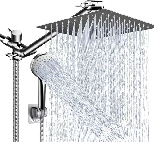 Miniatura 13 de PinWin Moderno cabezal de ducha cuadrado grande de 12 pulgadas con 5 modos de ducha de mano, brazo ajustable, fácil instalación sin herramientas