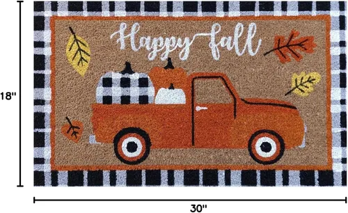 Miniatura 3 de Briarwood Lane Felpudo de fibra de coco para camión de calabaza de otoño