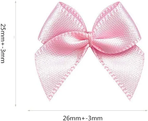 Miniatura 2 de VIVIQUEN 50 mini lazos de satén de cinta de flores de 0.984 in x 1.024 in, apliques de bricolaje para costura, álbumes de recortes, boda, regalo