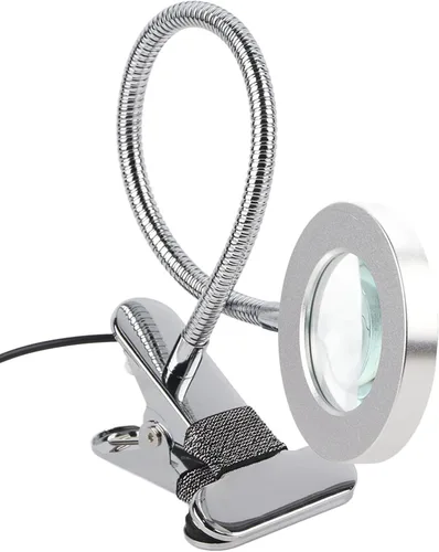 Miniatura 5 de Lámpara de escritorio con abrazadera, lupa de 2.5X con luz y abrazadera, lámpara de escritorio LED de cuello de cisne flexible de 360°, lámpara