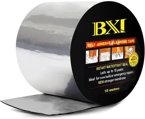 BXI Cinta Membrana de Rollo Intermitente, 6 pulgadas X 32 pies Cinta de Sellado de Parche Impermeable Gruesa, Asfalto Engomado Modificado SBS