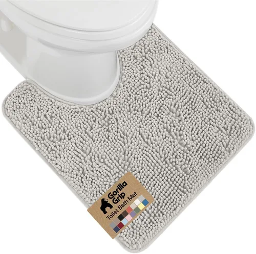 Miniatura 59 de Gorilla Grip - Tapete de baño afelpado, absorbente, peludo, de felpilla, para base de inodoro cuadrada, reverso de goma, suave, de microfibra, claro