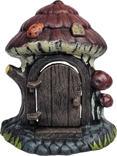 Miniatura 7 de Lulu Decor, Tapón decorativo para puerta de hada, 100% hierro fundido, 4 libras, 5 onzas (diseño de setas)
