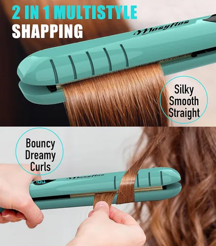Miniatura 3 de Plancha plana de cerámica de calentamiento rápido 2 en 1, pantalla LCD de temperatura, placas anchas para cabello corto/largo, alisador de viaje